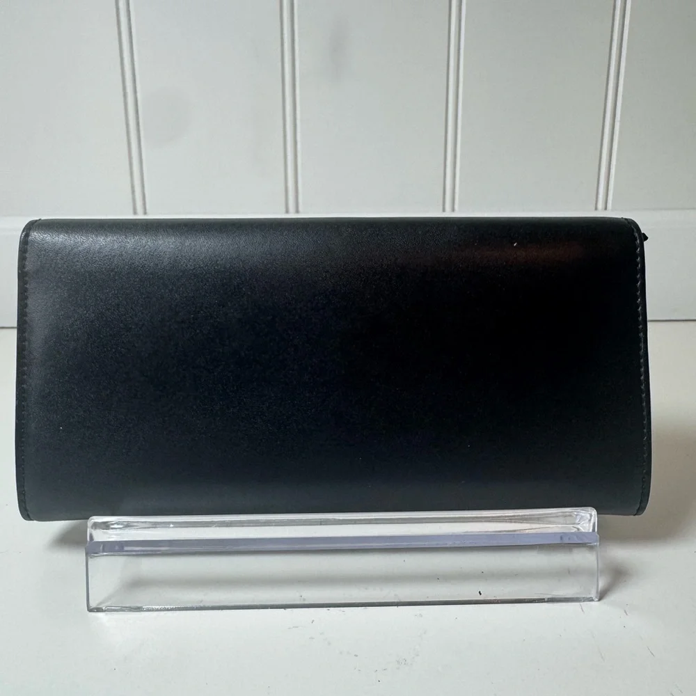 Fendi Women’s Black Long Leather Wallet with Gold Accent